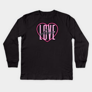 Pink Love Heart Design Kids Long Sleeve T-Shirt